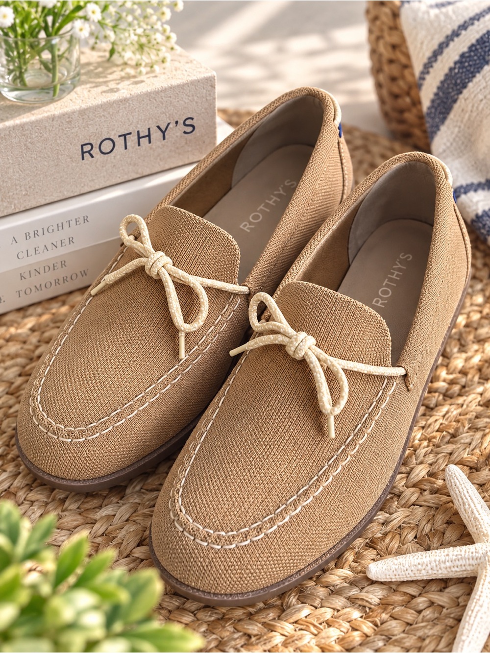 Rothy’s The Boat Shoe Light Sand Knit Loafers Women’s Size 10 old money #98